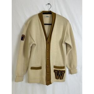 Vintage UW Huskies Letterman Wool Cardigan Sweater Roper Lanza & Knitting Mills